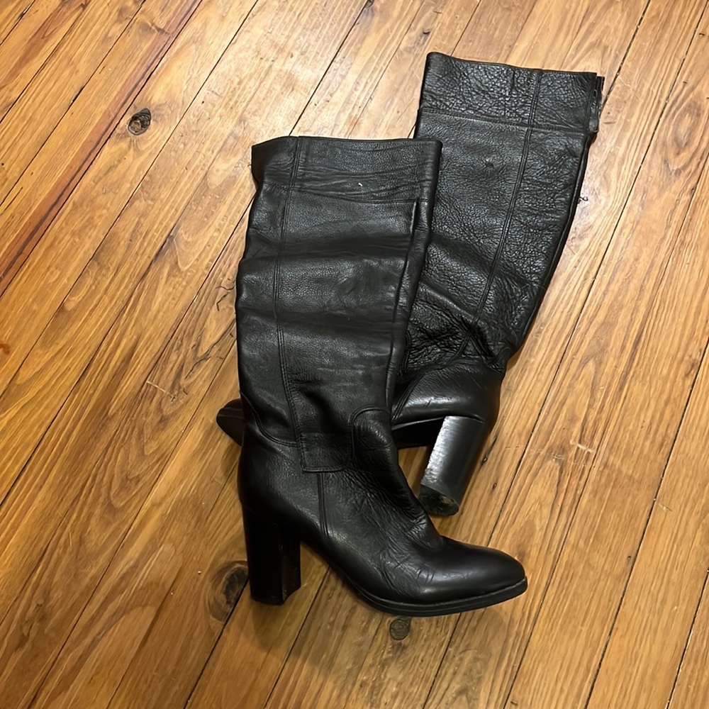 Nine West Over The Knee Black Leather Boots